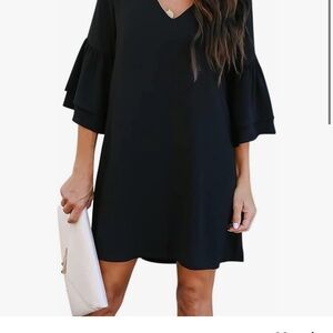 Elegant Black Ruffle Sleeve Dress